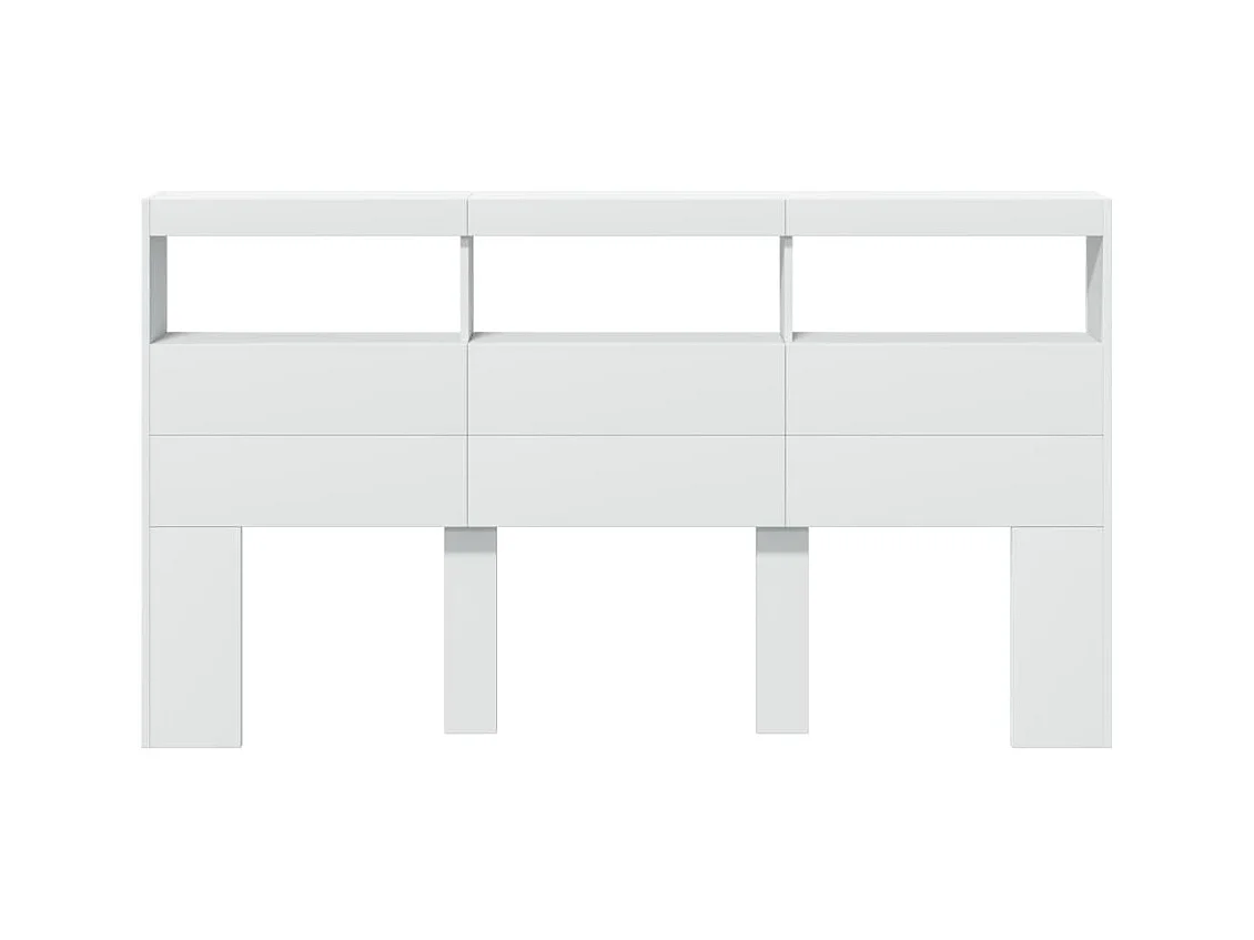 Tête de Lit avec rangement | Armoire de tête de lit avec LED blanc 180x17x102 cm