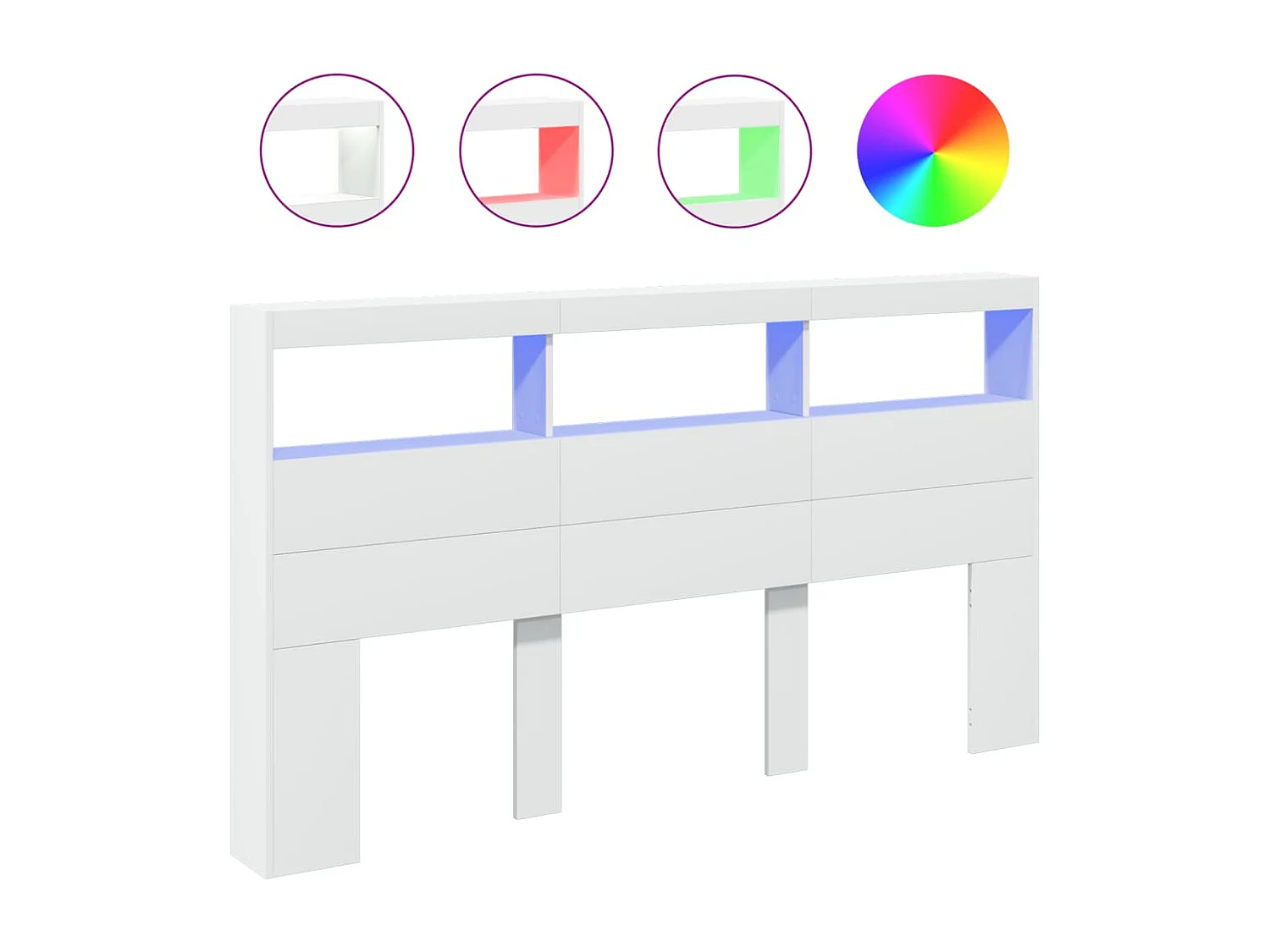 Tête de Lit avec rangement | Armoire de tête de lit avec LED blanc 180x17x102 cm