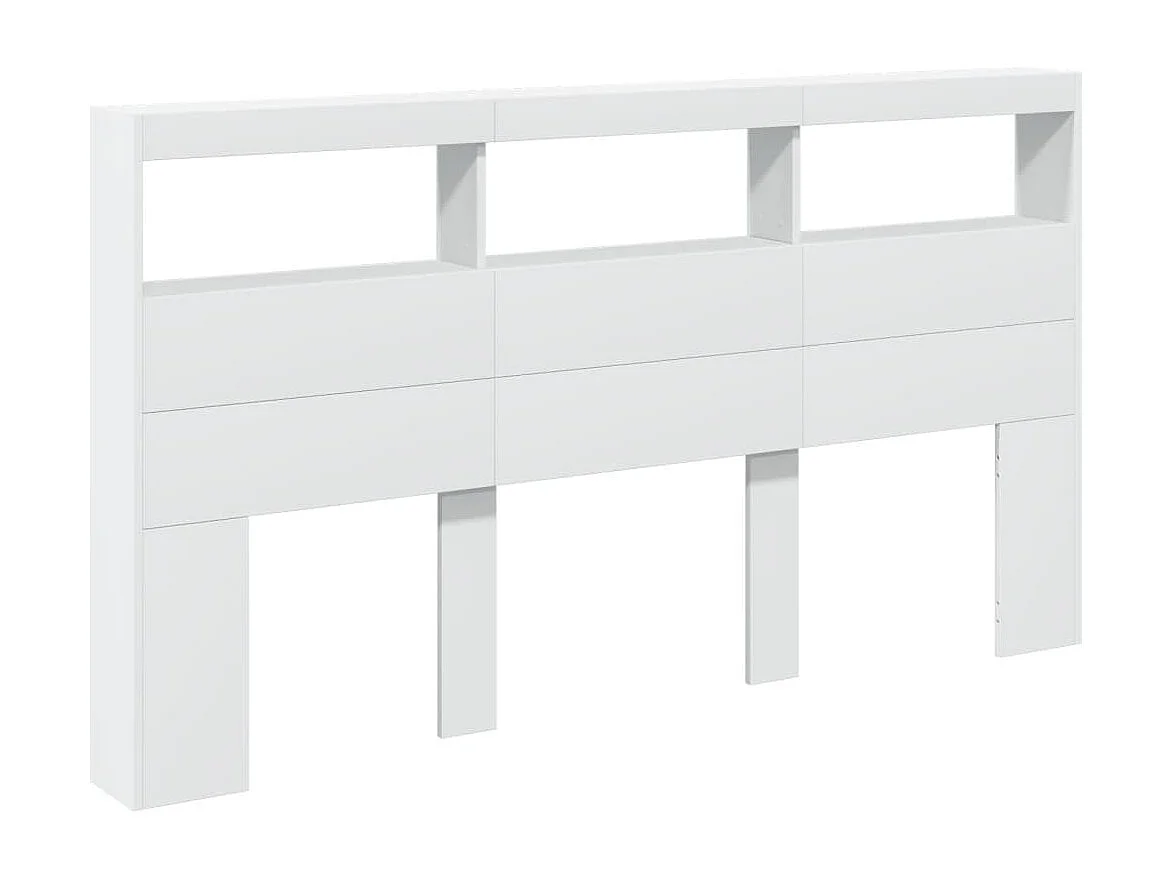 Tête de Lit avec rangement | Armoire de tête de lit avec LED blanc 180x17x102 cm