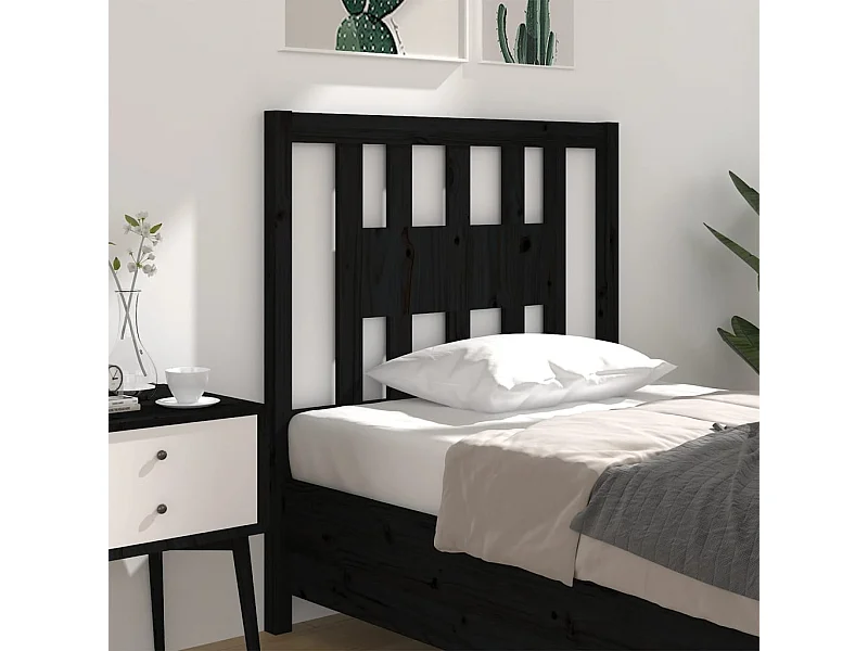 Mueble cabecero | Cabecero | Cabezal de cama madera maciza de pino negro 96x4x100 cm