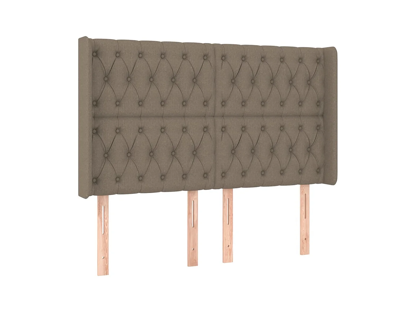 Mueble cabecero | Cabezal de cama | Cabecero con LED de tela gris taupe 147x16x118/128 cm