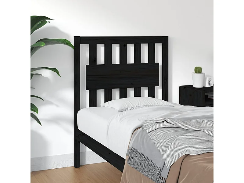 Cabecero de Cama | Cabezal de cama | Mueble de cabecero madera maciza de pino negro 80,5x4x100 cm