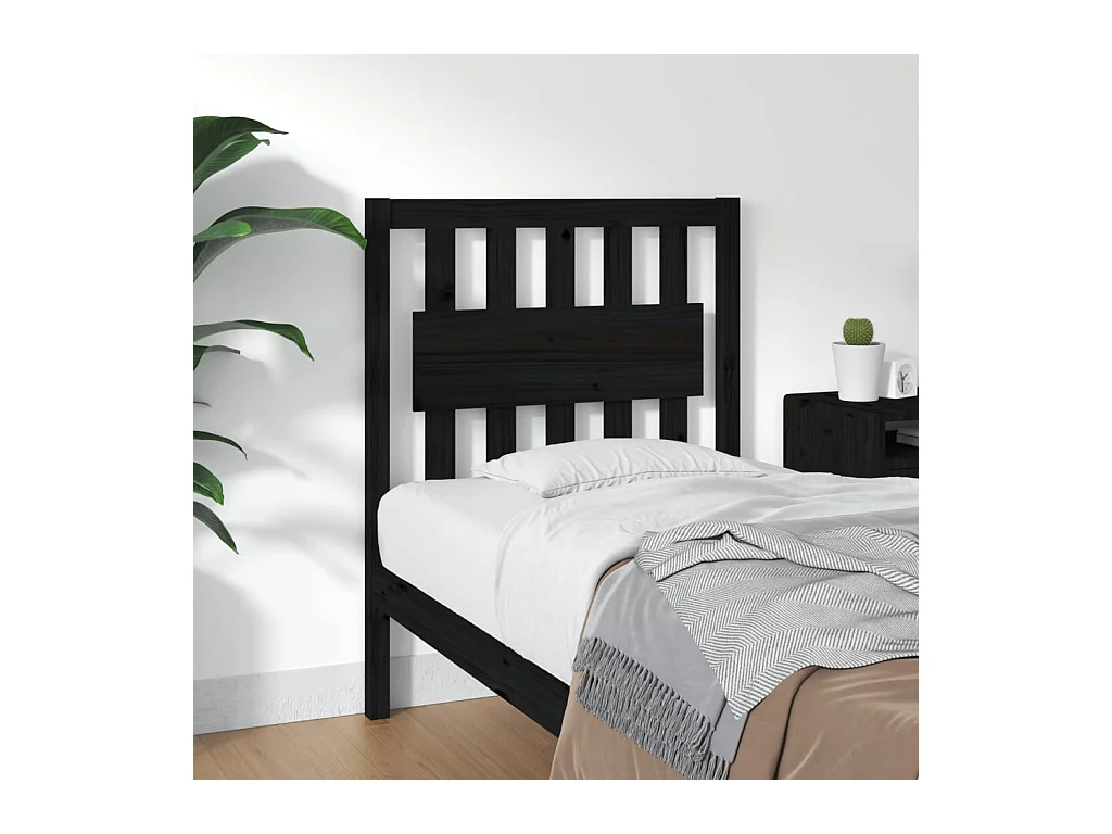 Cabecero de Cama | Cabezal de cama | Mueble de cabecero madera maciza de pino negro 80,5x4x100 cm