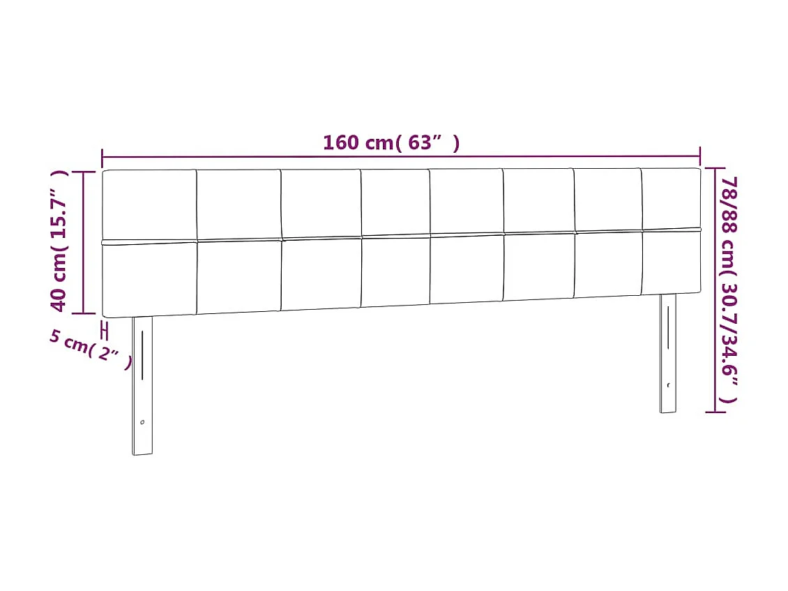 Hoofdbord | Hoofdeinde LED 160x5x78/88 cm stof taupe