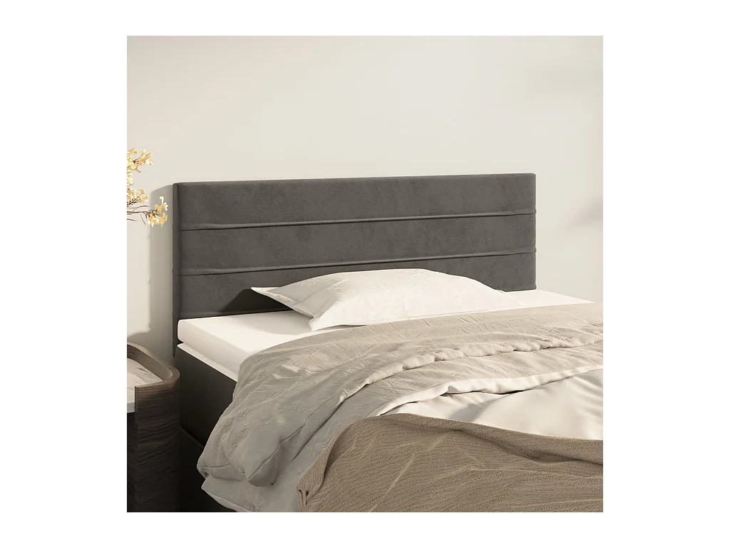 Mueble cabecero | Cabezal de cama | Cabecero de terciopelo gris oscuro 100x5x78/88 cm