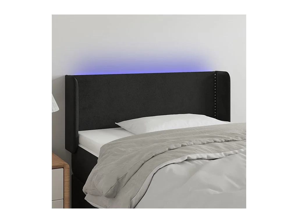 Tête de Lit | Panneau de tête pour lit Moderne à LED Noir 83x16x78/88 cm Velours