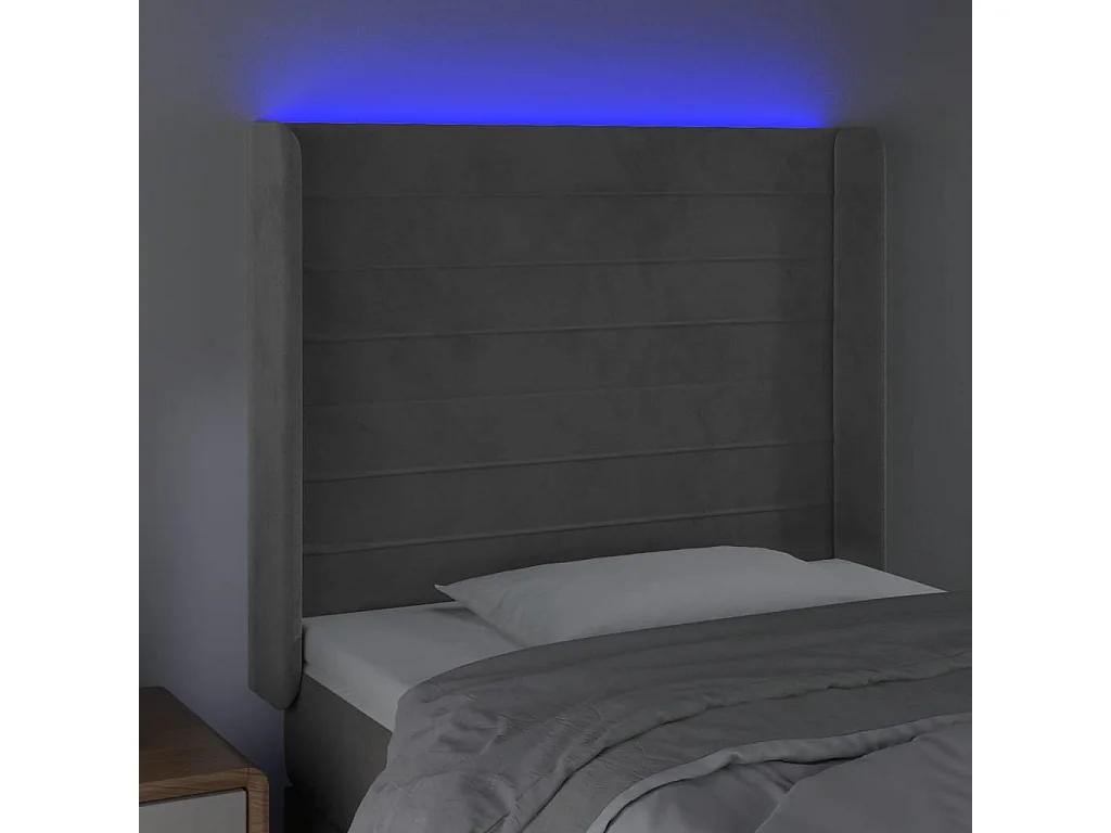 Hoofdbord | Hoofdeinde LED 103x16x118/128 cm fluweel lichtgrijs