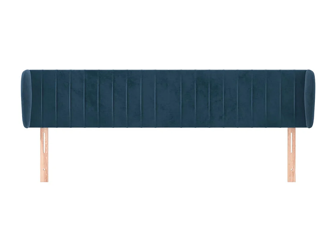 Tête de Lit | Panneau de tête pour lit Moderne avec oreilles Bleu foncé 183x23x78/88 cm Velours