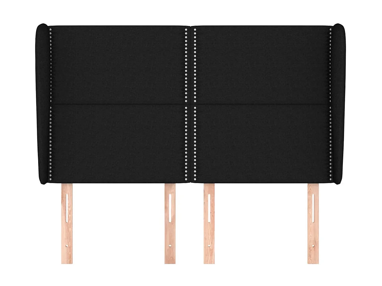 Tête de Lit | Panneau de tête pour lit Moderne avec oreilles Noir 147x23x118/128 cm Tissu