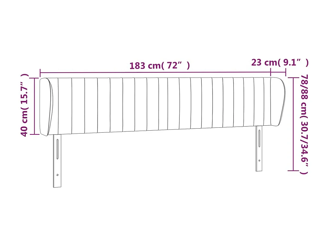 Mueble cabecero | Cabezal de cama | Cabecero de tela color crema 183x23x78/88 cm