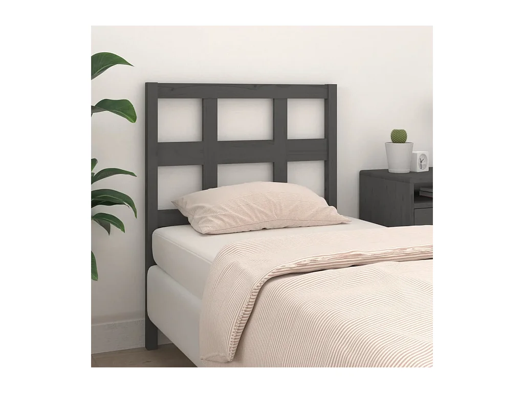 Cabecero de Cama | Cabezal de cama | Mueble de cabecero madera maciza de pino gris 95,5x4x100 cm