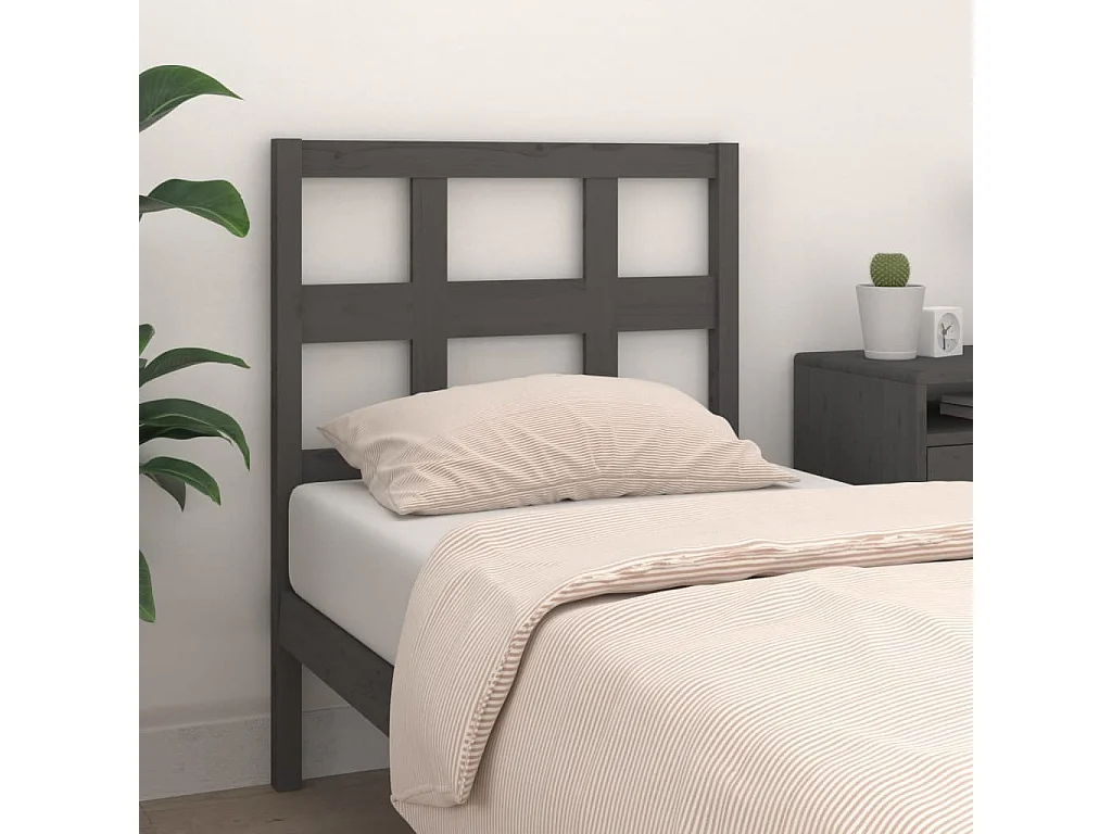 Tête de Lit | Panneau de tête pour lit Moderne Gris 95,5x4x100 cm Bois massif de pin