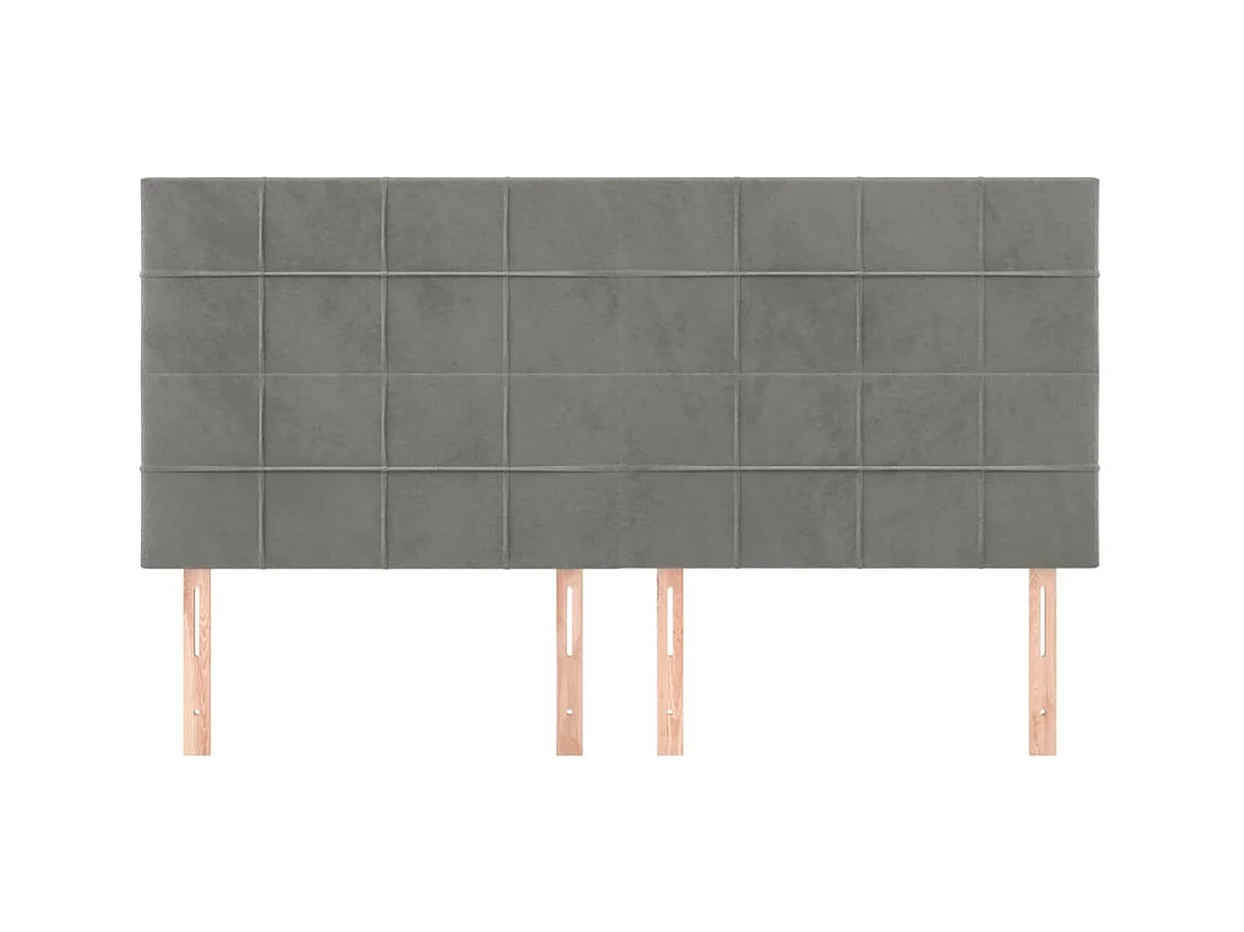 Cabeceros | Cabezal de cama | Mueble de cabecero 4 unidades de terciopelo gris claro 80x5x78/88 cm