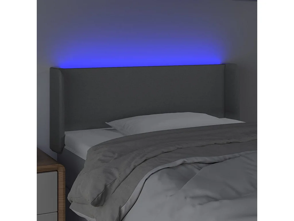 Tête de Lit | Panneau de tête pour lit Moderne à LED Gris clair 93x16x78/88 cm Tissu