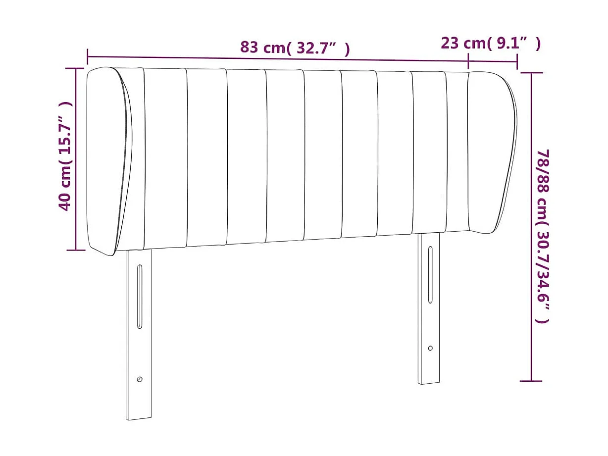 Tête de Lit | Panneau de tête pour lit Moderne avec oreilles Noir 83x23x78/88 cm Tissu