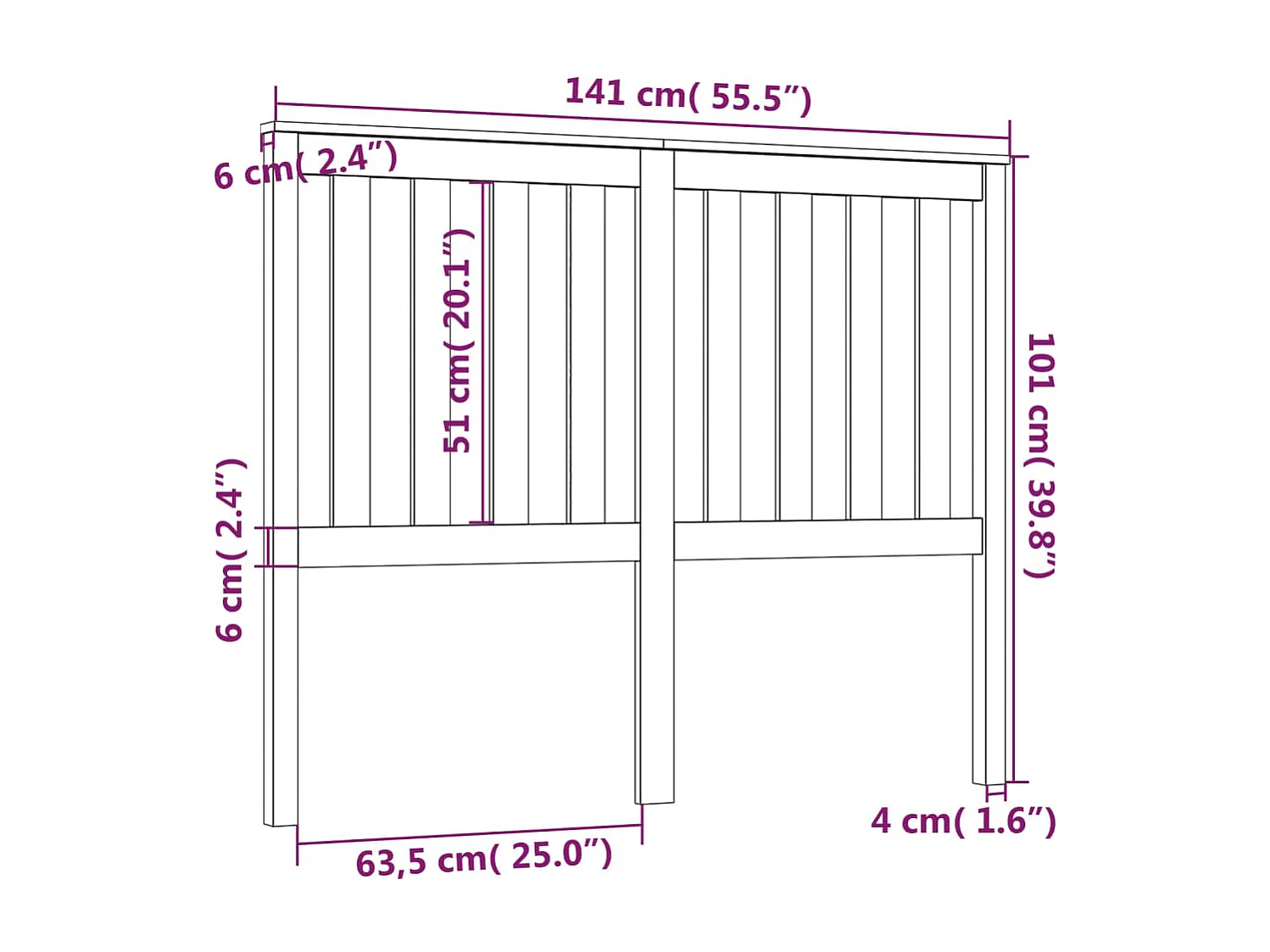 Tête de Lit | Panneau de tête pour lit Moderne 141x6x101 cm Bois massif de pin