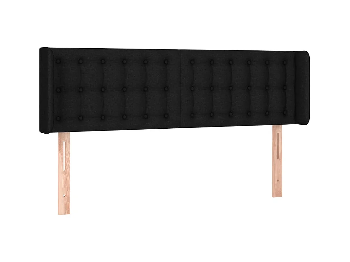 Mueble cabecero | Cabezal de cama | Cabecero con LED de tela negro 147x16x78/88 cm