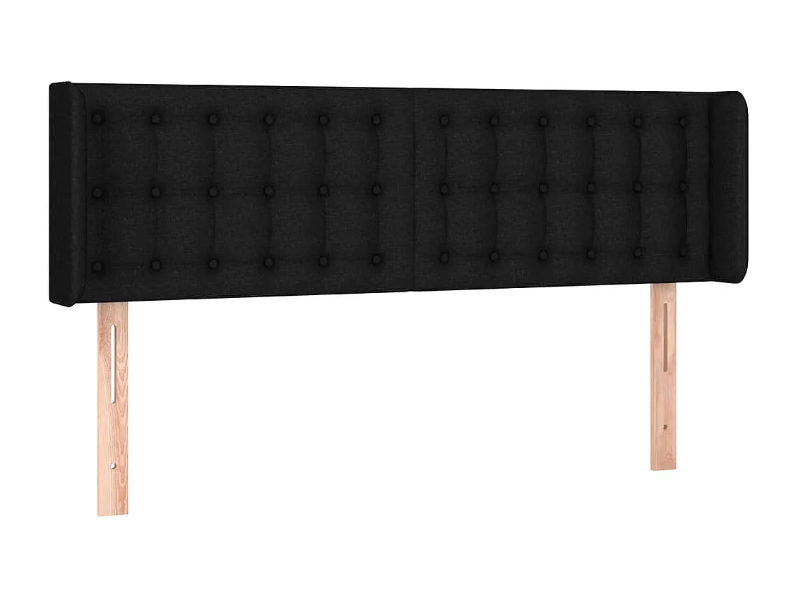 Tête de Lit | Panneau de tête pour lit Moderne à LED Noir 147x16x78/88 cm Tissu