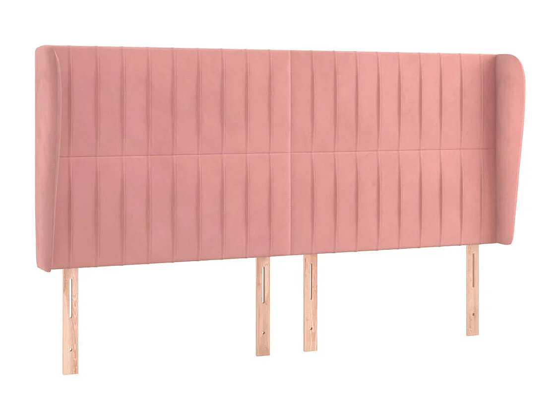 Tête de Lit | Panneau de tête pour lit Moderne avec oreilles Rose 183x23x118/128 cm Velours