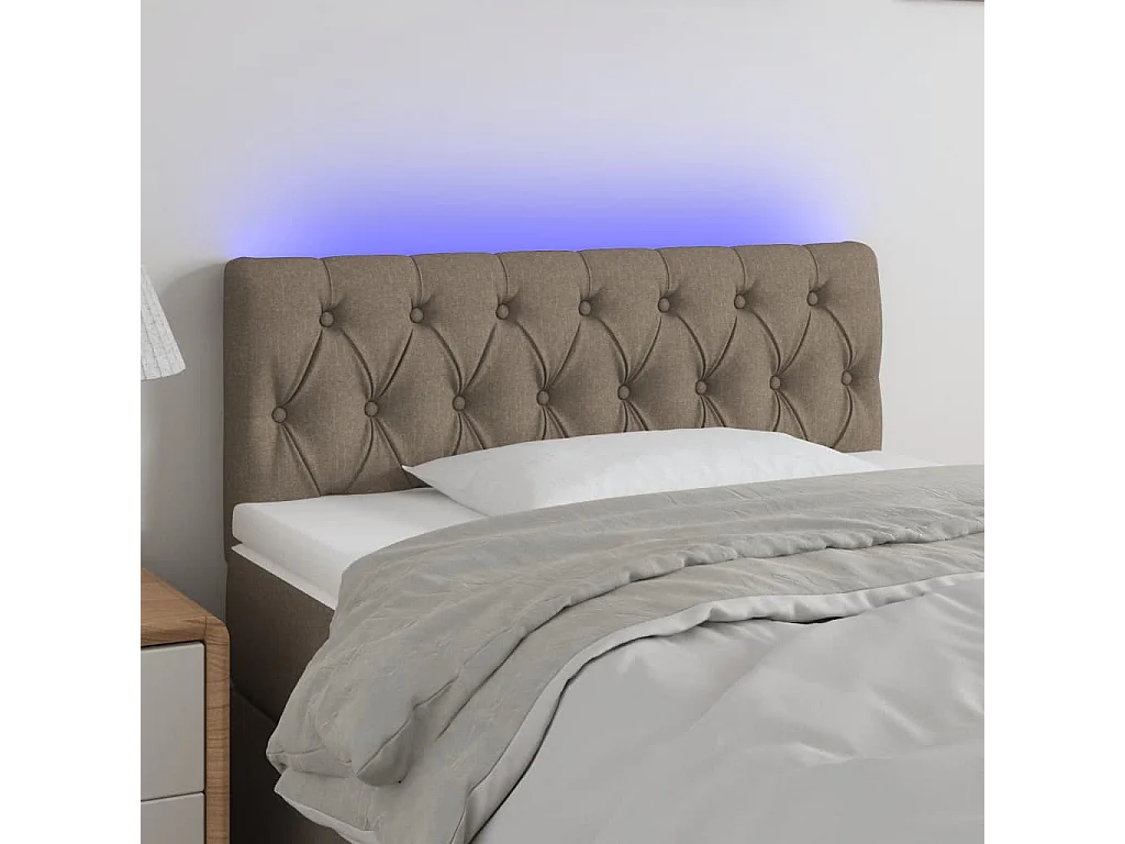 Tête de Lit | Panneau de tête pour lit Moderne à LED Taupe 90x7x78/88 cm Tissu
