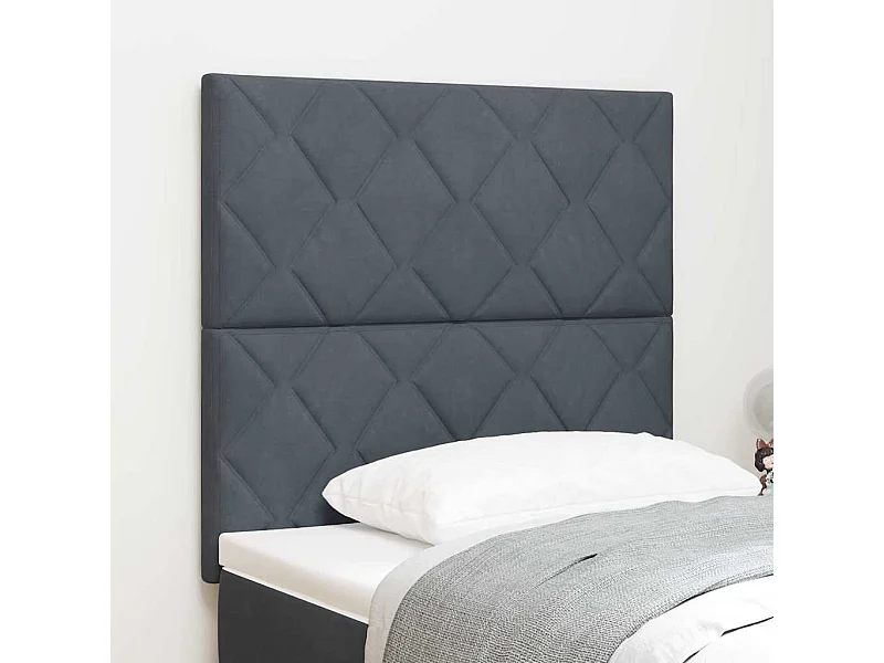 Tête de lit Montage mural | Panneau de tête pour lit Moderne  Géométrique Gris foncé 100 cm Velours