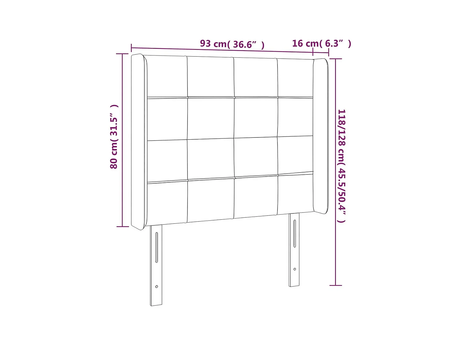 Cabecero | Cabezal de Cama | Mueble cabecero con LED de terciopelo azul oscuro 93x16x118/128 cm