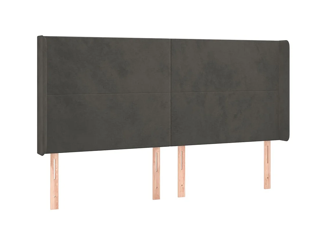 Tête de Lit | Panneau de tête pour lit Moderne à LED Gris foncé 203x16x118/128 cm Velours