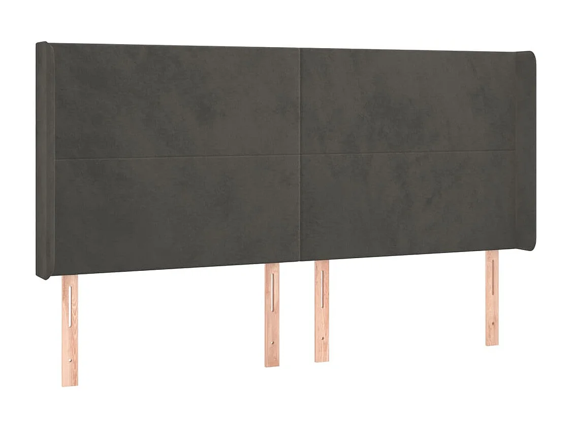 Hoofdbord | Hoofdeinde LED 203x16x118/128 cm fluweel donkergrijs