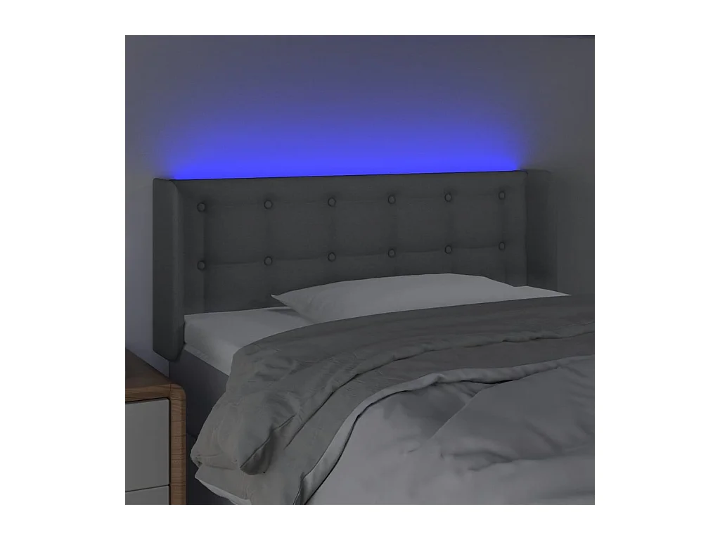 Mueble cabecero | Cabezal de cama | Cabecero con LED de tela gris claro 93x16x78/88 cm
