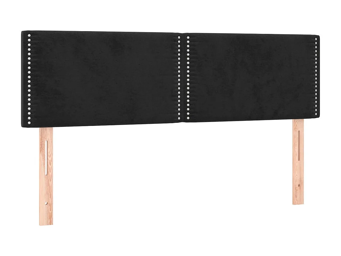 Tête de Lit | Panneau de tête pour lit Moderne à LED Noir 144x5x78/88 cm Velours