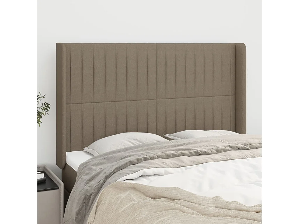 Tête de Lit | Panneau de tête pour lit Moderne avec oreilles Taupe 147x16x118/128 cm Tissu