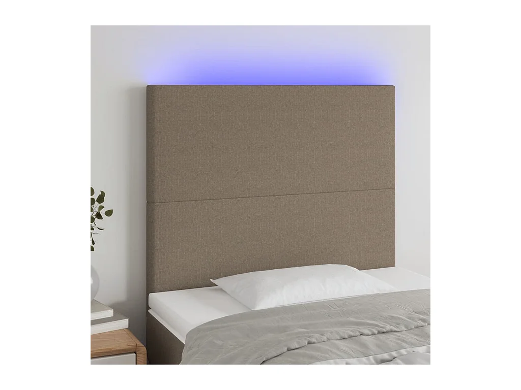 Tête de Lit | Panneau de tête pour lit Moderne à LED Taupe 90x5x118/128 cm Tissu