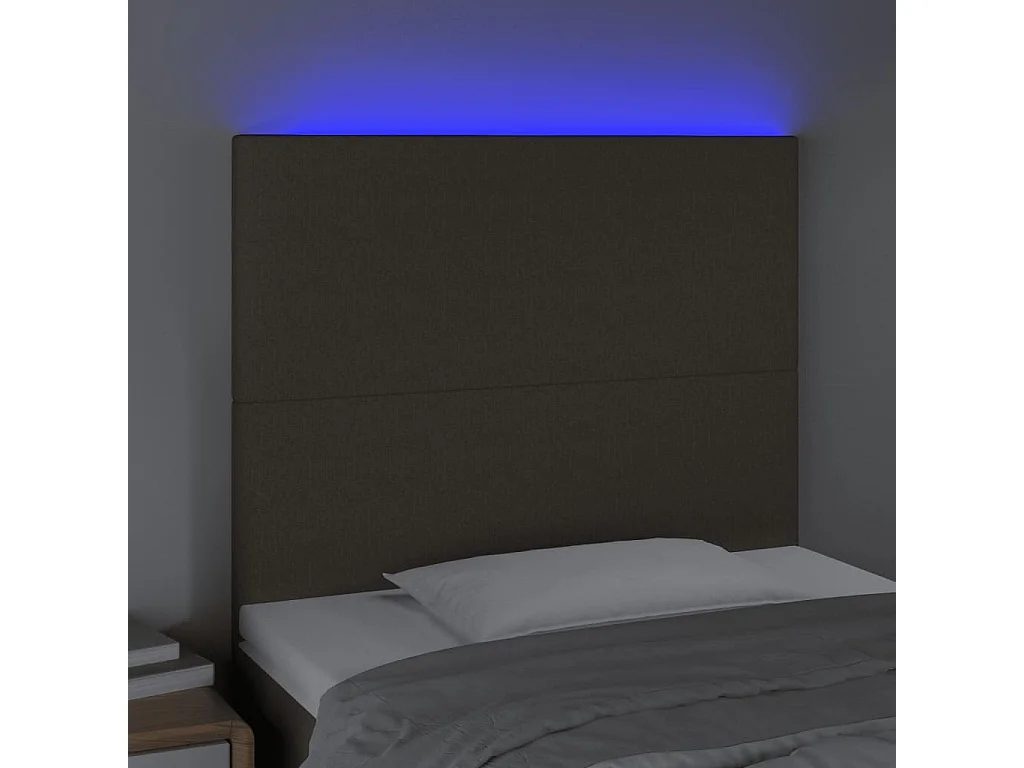 Tête de Lit | Panneau de tête pour lit Moderne à LED Taupe 90x5x118/128 cm Tissu