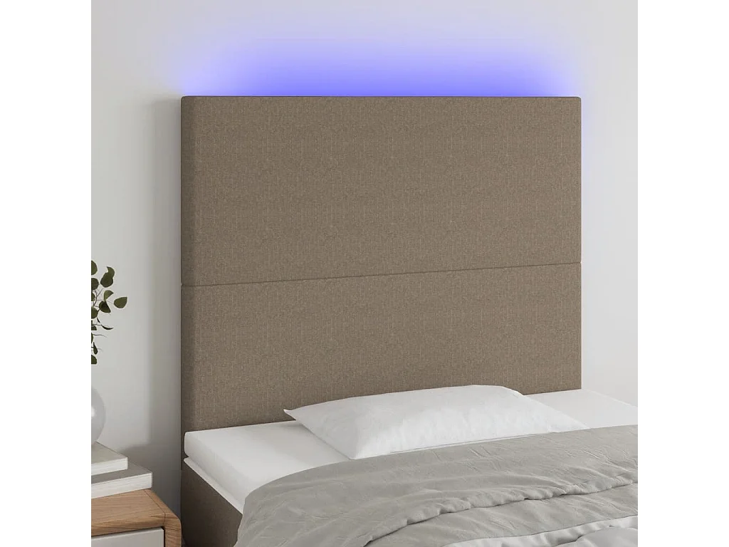 Hoofdbord | Hoofdeinde LED 90x5x118/128 cm stof taupe