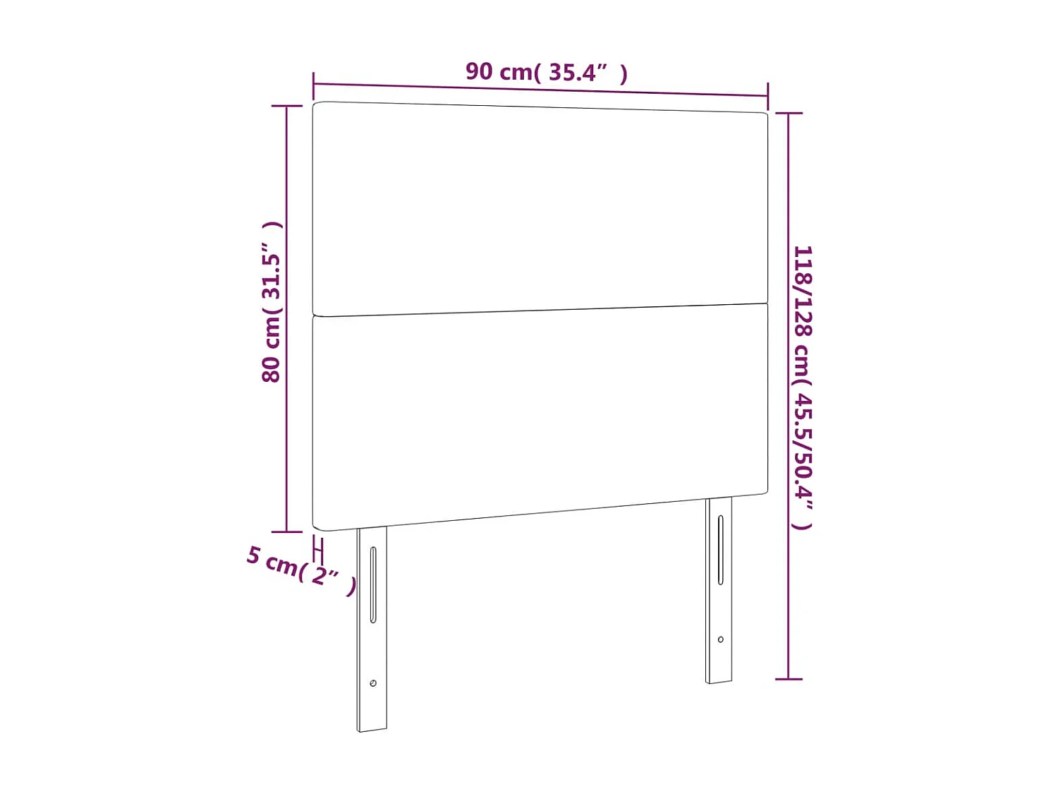 Hoofdbord | Hoofdeinde LED 90x5x118/128 cm stof taupe