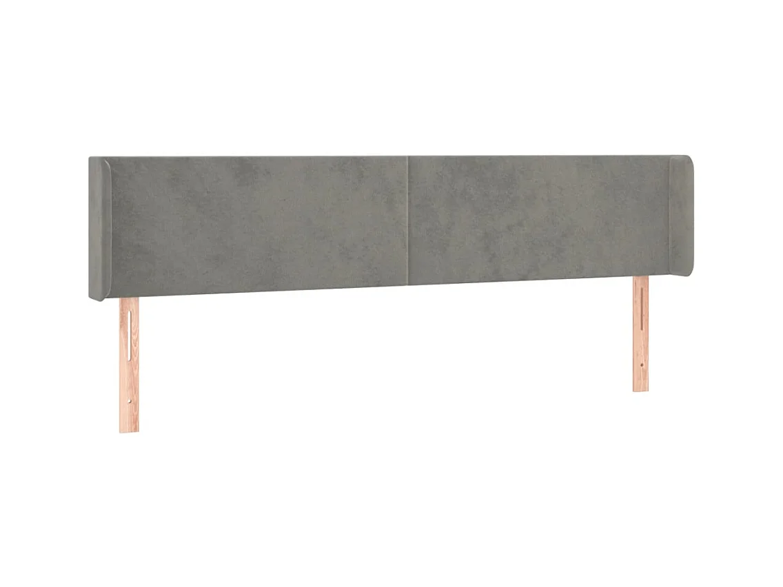 Cabecero | Cabezal de Cama | Mueble cabecero con LED de terciopelo gris claro 203x16x78/88 cm