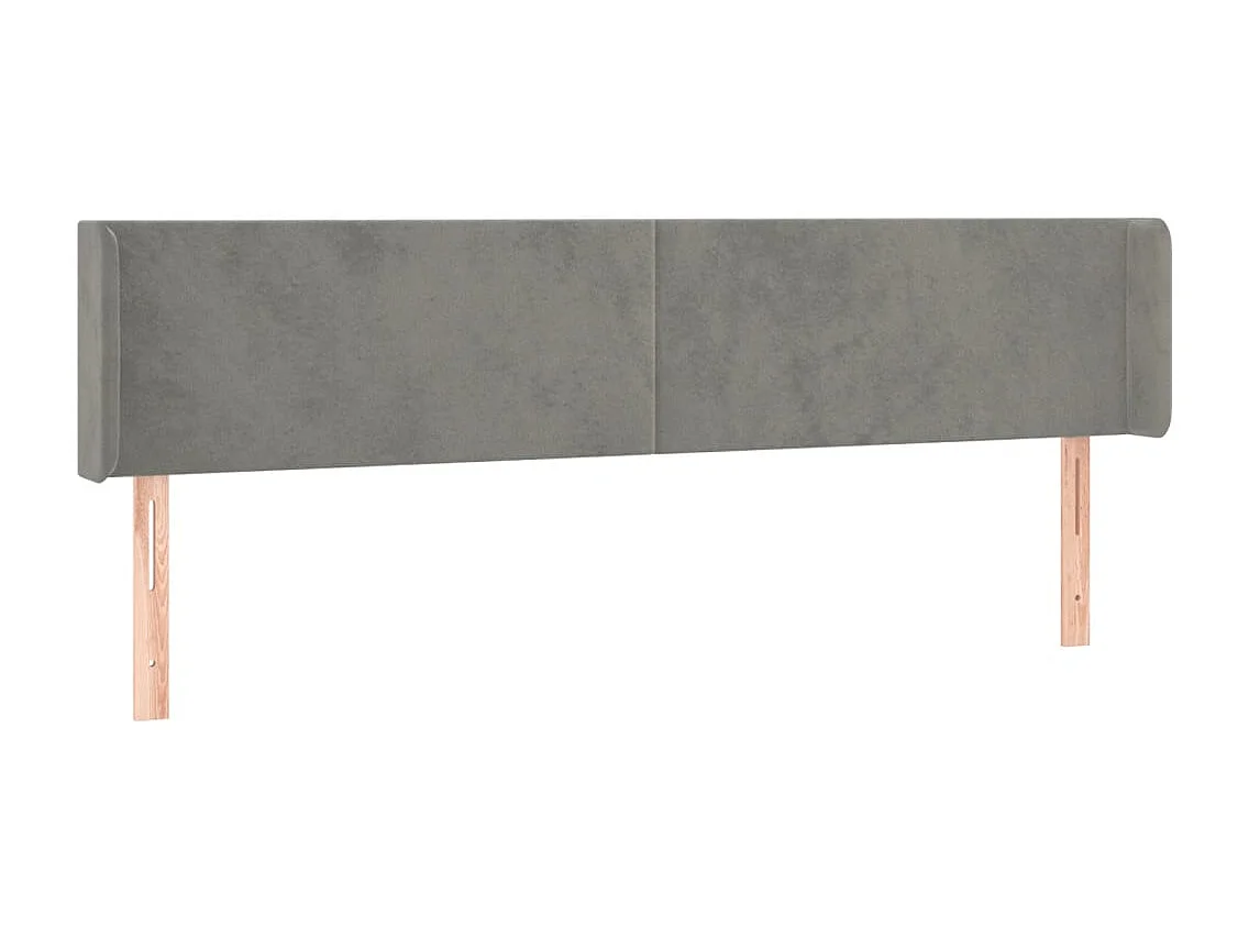 Hoofdbord | Hoofdeinde LED 203x16x78/88 cm fluweel lichtgrijs
