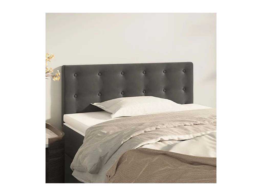 Mueble cabecero | Cabezal de cama | Cabecero de terciopelo gris oscuro 80x5x78/88 cm