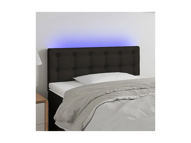 Tête de Lit | Panneau de tête pour lit Moderne à LED Noir 80x5x78/88 cm Tissu