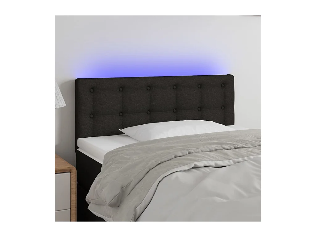 Mueble cabecero | Cabezal de cama | Cabecero con LED de tela negro 80x5x78/88 cm
