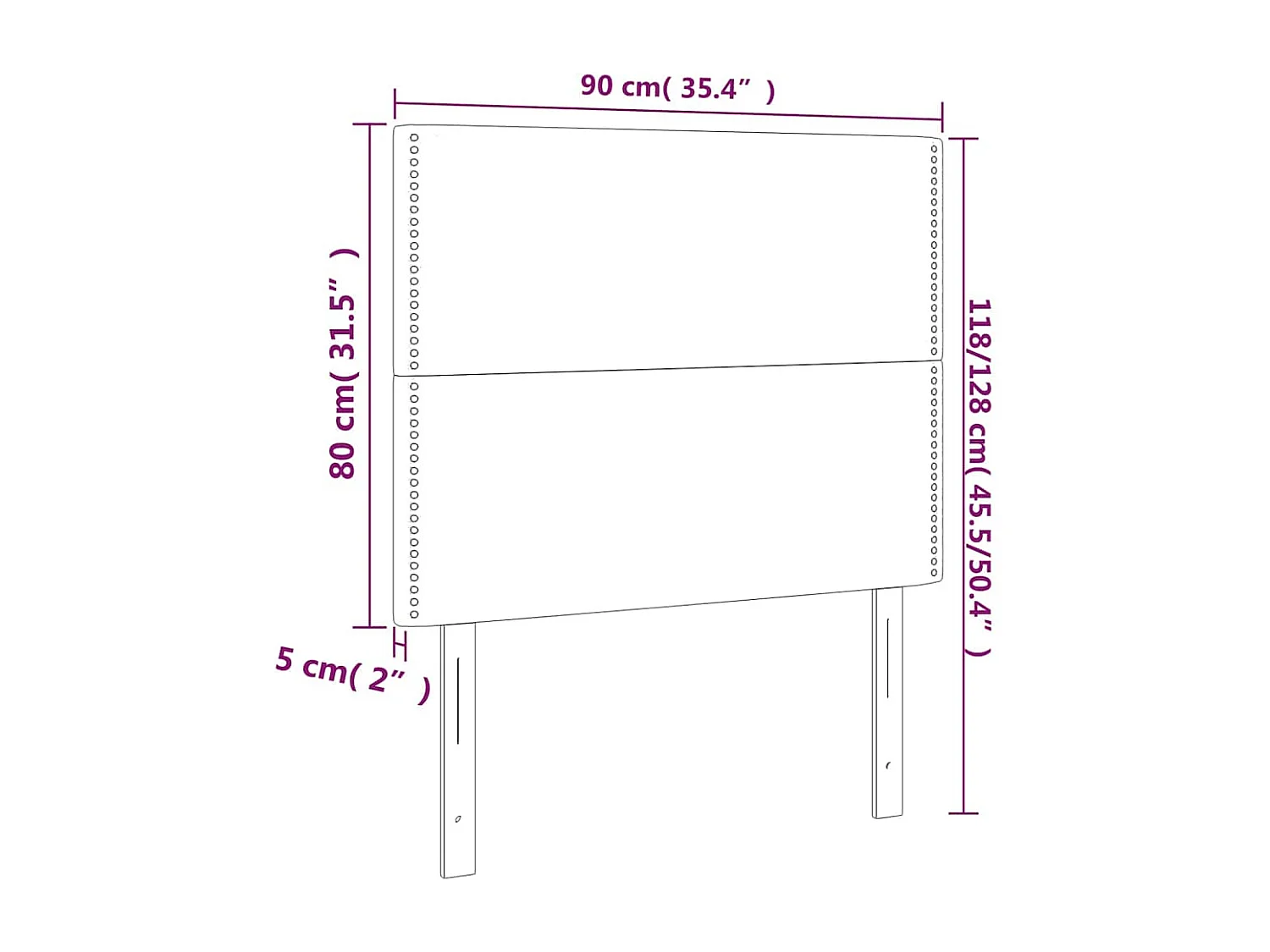Hoofdbord | Hoofdeinde LED 90x5x118/128 cm stof taupe
