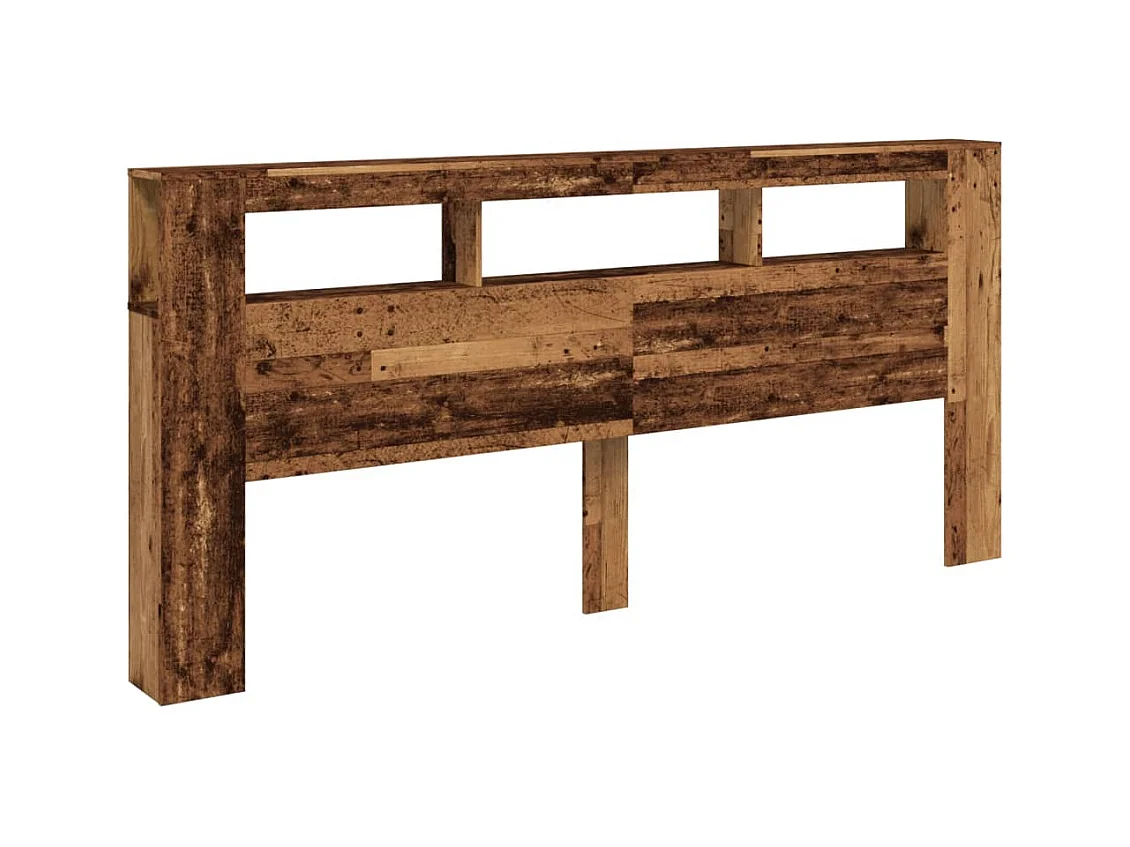 Cabecero | Cabezal de Cama | Mueble cabecero con LED madera ingeniería envejecida 220x18,5x103,5 cm