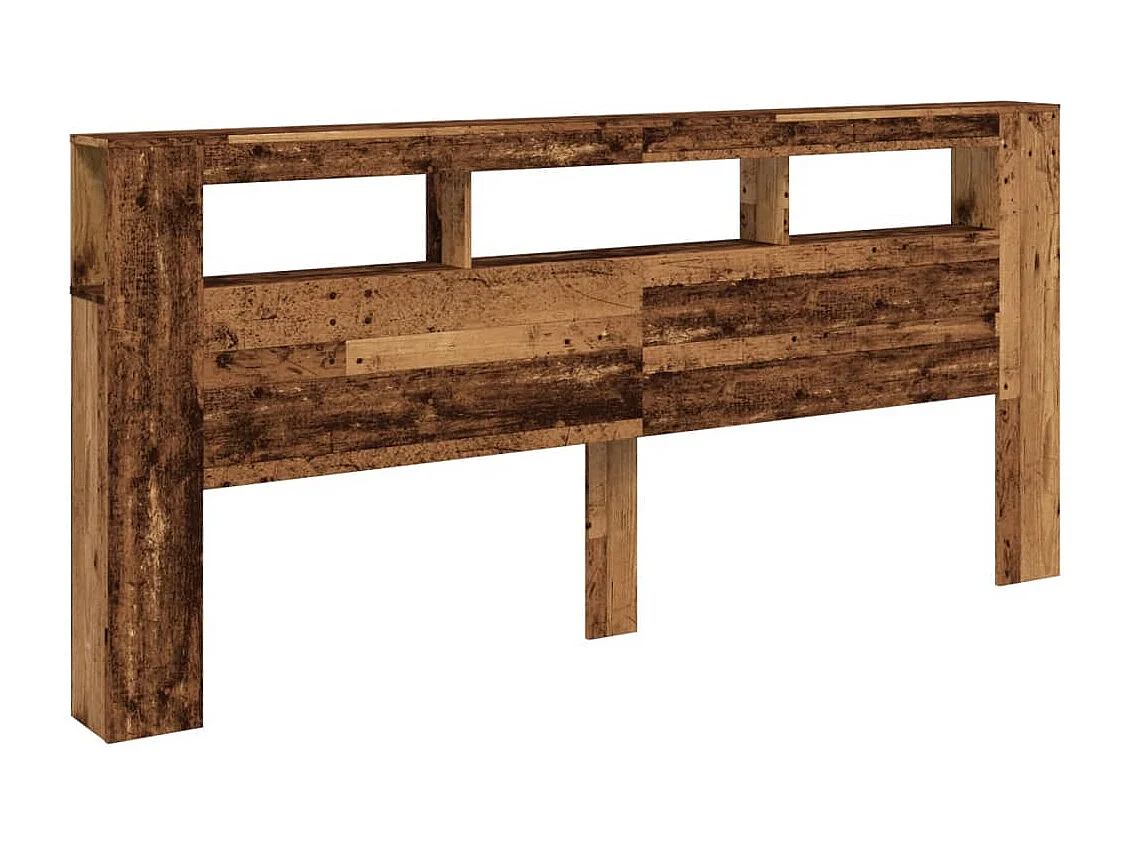 Tête de Lit | Panneau de tête pour lit Moderne à LED vieux bois 220x18,5x103,5cm bois d'ingénierie