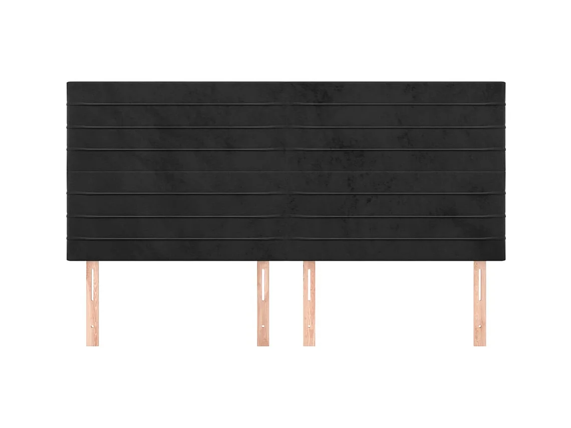 Cabeceros | Cabezal de cama | Mueble de cabecero 4 unidades de terciopelo negro 80x5x78/88 cm