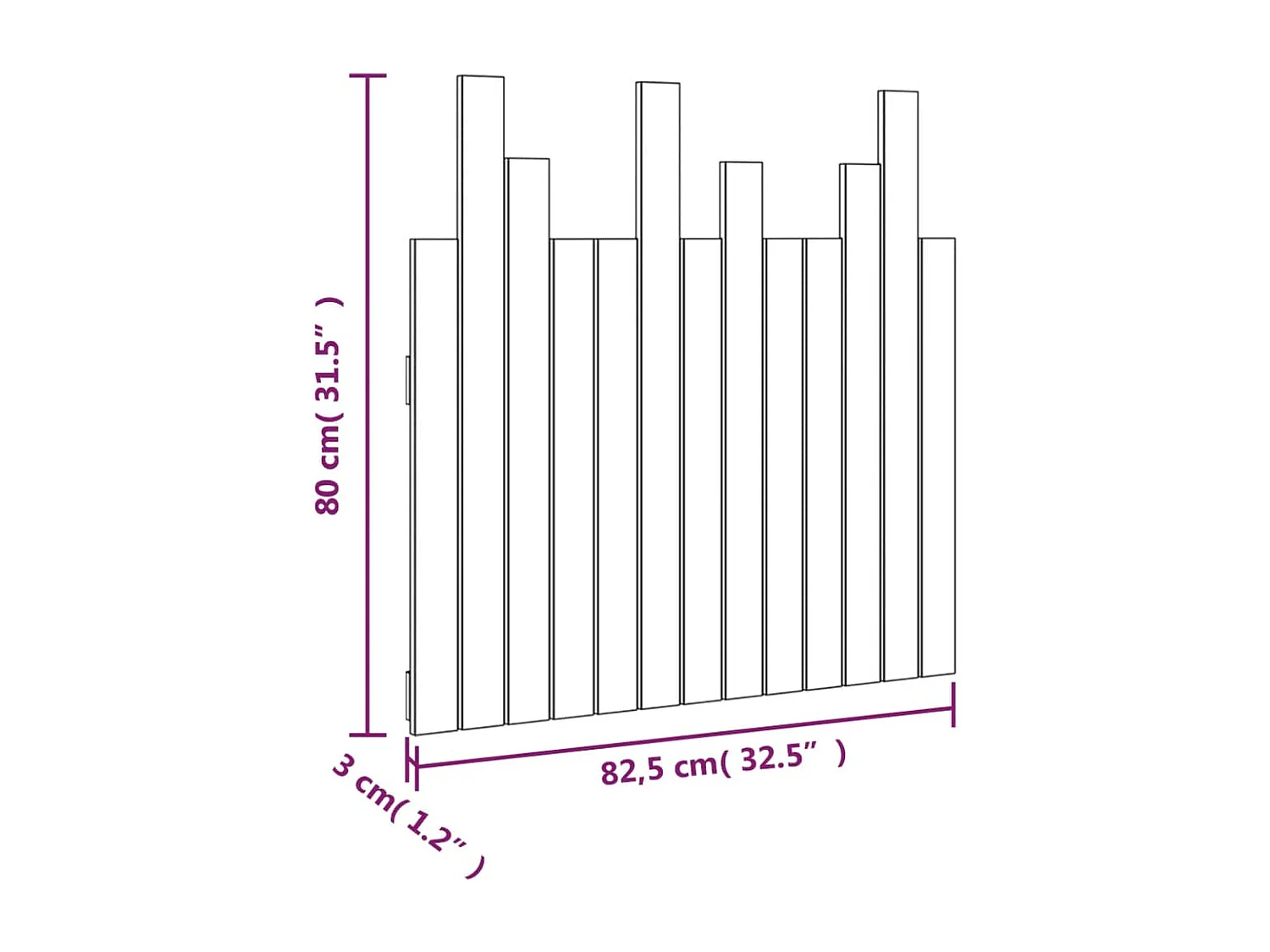 Tête de lit murale | Panneau de tête pour lit Moderne  82,5x3x80 cm Bois massif de pin