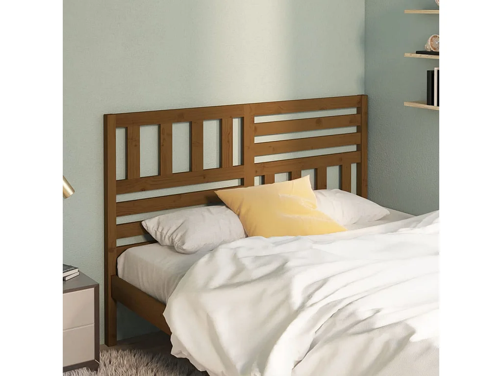 Tête de Lit | Panneau de tête pour lit Moderne Marron miel 126x4x100 cm Bois massif de pin