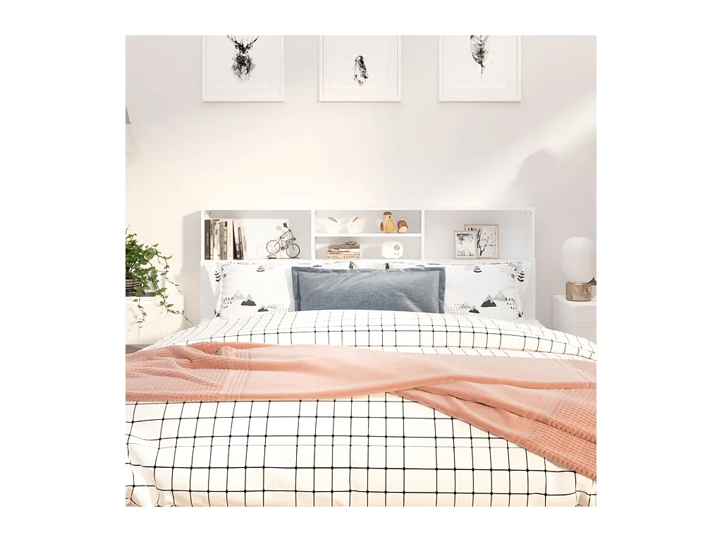 Tête de Lit avec rangement | Armoire de tête de lit Blanc 180x19x103,5 cm