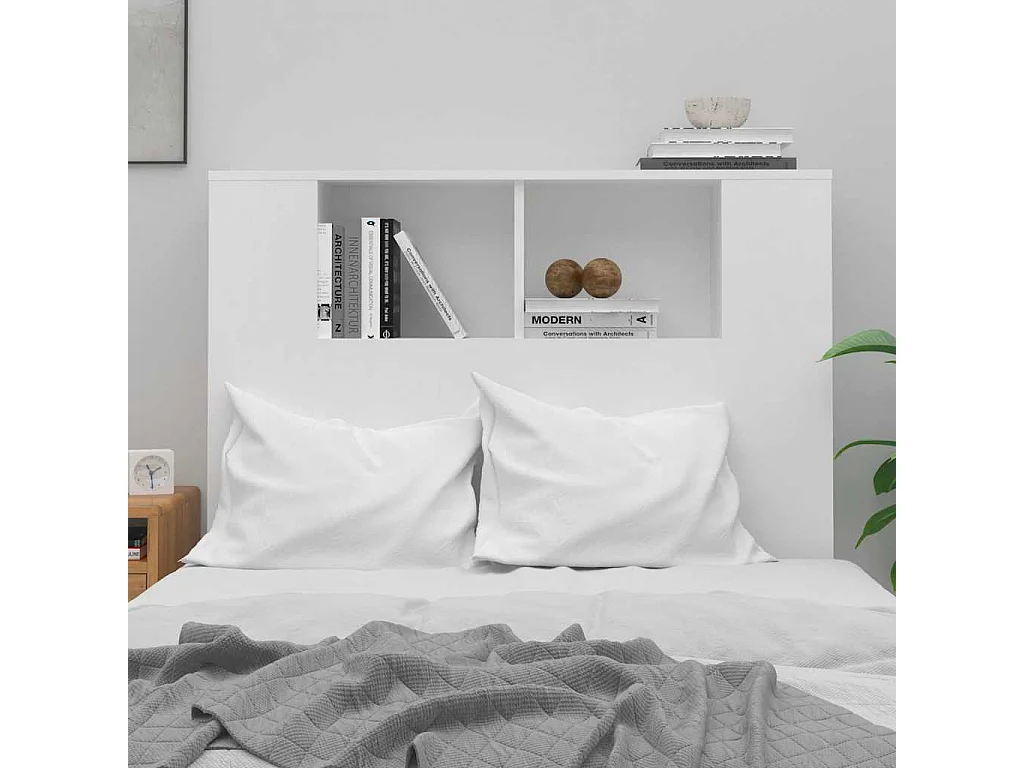 Tête de Lit avec rangement | Armoire de tête de lit Blanc 100x18,5x102,5 cm