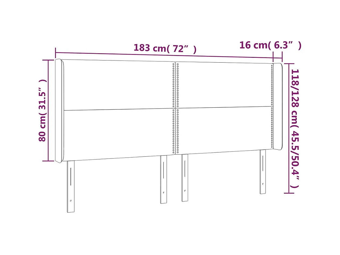 Mueble cabecero | Cabezal de cama | Cabecero con LED de tela color crema 183x16x118/128 cm