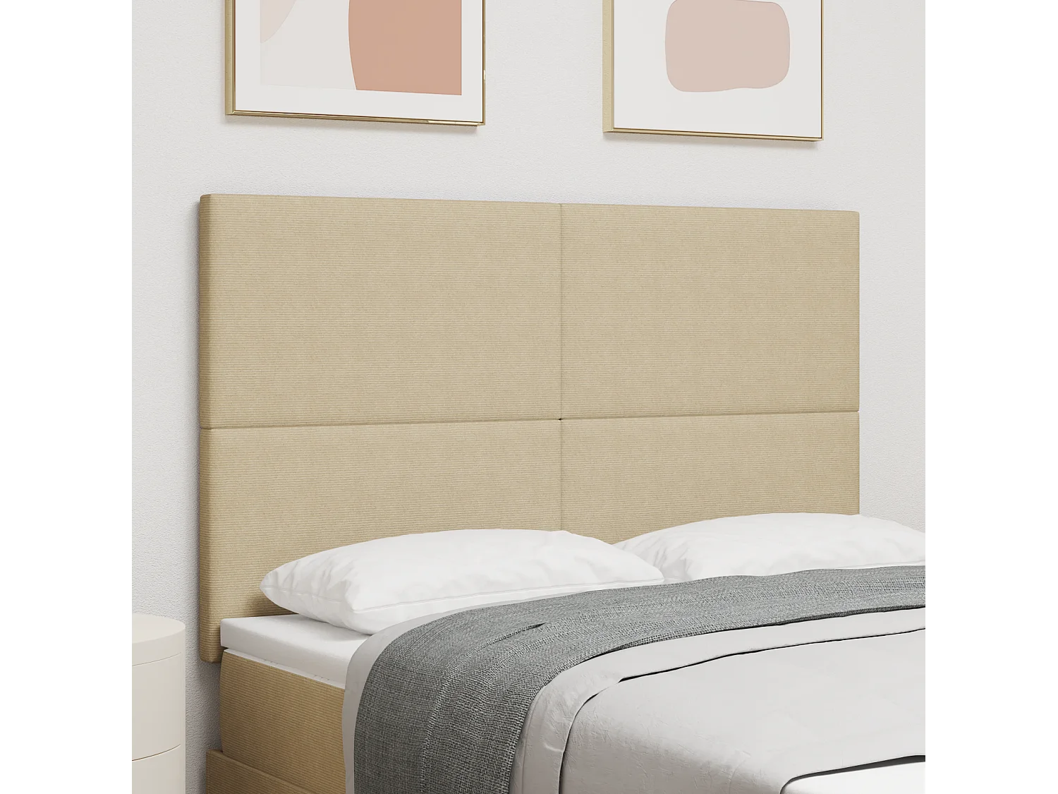 Cabecero con cabecera | Cabezal de cama Verde grisáceo 140 cm Tela de Rayas